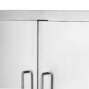 ZBPRESS 28W X 19H inch BBQ Island Double Door Flush Mount 304 Stainless Door Double Access BBQ Door Double Door