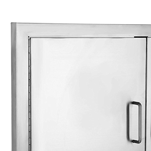 ZBPRESS 28W X 19H inch BBQ Island Double Door Flush Mount 304 Stainless Door Double Access BBQ Door Double Door