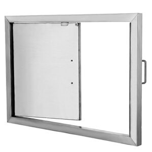 ZBPRESS 28W X 19H inch BBQ Island Double Door Flush Mount 304 Stainless Door Double Access BBQ Door Double Door