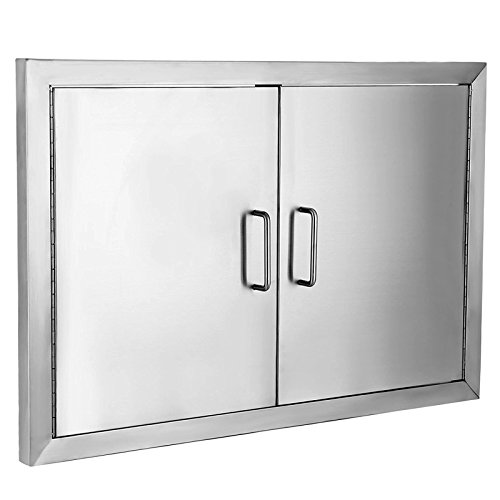 ZBPRESS 28W X 19H inch BBQ Island Double Door Flush Mount 304 Stainless Door Double Access BBQ Door Double Door