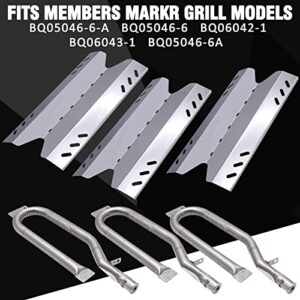 Hipoilk Replacement Parts for Members Mark BQ06042-1 BQ06043-1 BQ05046-6 BQ05046-6-A BQ05046-6A, Sam's Club, Outdoor Gourmet Gas Grill Models, Burner Tube, Steel Heat Plate Burner Cover