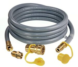 dozyant 12 feet 1/2 inch id natural gas grill hose with quick connect fittings assembly for low pressure appliance -3/8 female to 1/2 male adapter for outdoor ng/propane appliance – csa certified