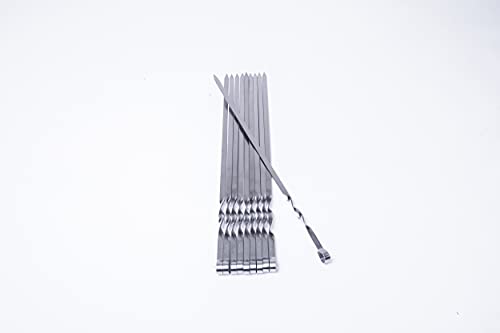 Set of 10 Stainless Steel Skewers for Shashlik Shampur Kebab BBQ Meat Mangal