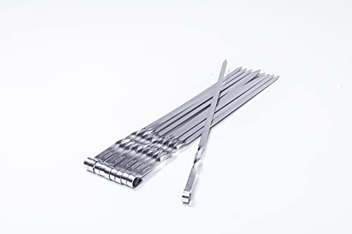 Set of 10 Stainless Steel Skewers for Shashlik Shampur Kebab BBQ Meat Mangal