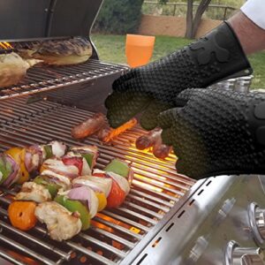 Verde River Products Silicone Heat Resistant BBQ Grilling Gloves - Best Protective Insulated Kitchen - Oven – Grill – Baking - Smoker & Cooking - Waterproof Grip - Replace Potholder & Mitts XL Black