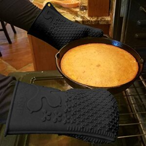 Verde River Products Silicone Heat Resistant BBQ Grilling Gloves - Best Protective Insulated Kitchen - Oven – Grill – Baking - Smoker & Cooking - Waterproof Grip - Replace Potholder & Mitts XL Black