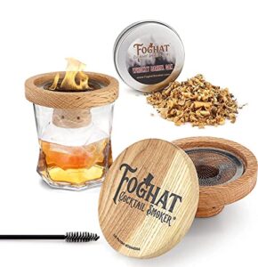 thousand oaks barrel foghat cocktail smoker w/ bourbon barrel wood shavings-infuse cocktails, wine, whiskey, cheese, meats, dried fruits, salt and more!-smoking glass cloche accessories