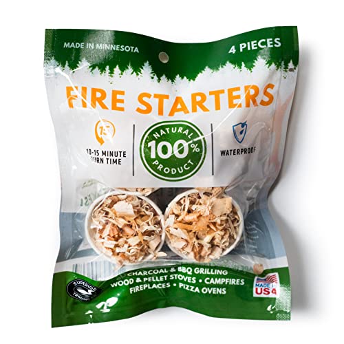 Superior Trading Fire Starter Pods in Travel Packs - Fire Starters for Campfires, BBQ, Grill, Pit, Wood Stove & Charcoal Starter, 15-20-Min Burn, 40 Extra Large Pods, USA Made, Brown, 3.5 Lbs