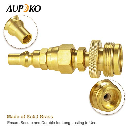Aupoko 1lb Propane Disposal Adapter Fitting with 1/4" Quick Connect Disconnect Adapter, with 1/4’’ Male 1" x 20 Male Throwaway Cylinder Thread, for Portable BBQ Grill, Bubby Heater Hook Up RV Trailer