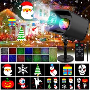 halloween christmas projector lights, 2 in 1 led water wave projector light, various patterns can be switched freely with remote control, used for halloween xmas theme holiday party decorations