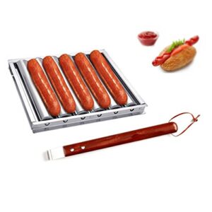 i kito charcoal stainless steel hot dog sausage roller rack steamer with extra long wood handle new bbq tools 5 section brat griller