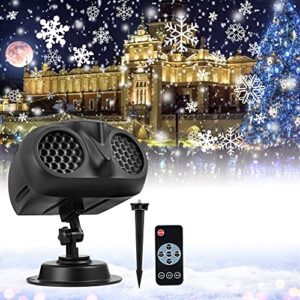 xhring christmas snowflake projector lights, dynamic led snowfall projection lights outdoor indoor with remote control, waterproof decorative light projector for holiday christmas halloween party(new)