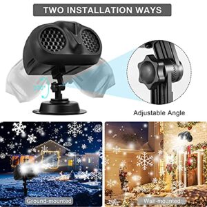 XHRING Christmas Snowflake Projector Lights, Dynamic LED Snowfall Projection Lights Outdoor Indoor with Remote Control, Waterproof Decorative Light Projector for Holiday Christmas Halloween Party(NEW)