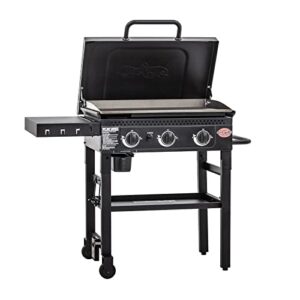 char-griller 8428 flat iron 3 burner outdoor griddle gas grill with lid, black