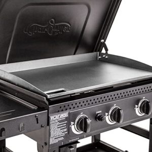 Char-Griller 8428 Flat Iron 3 Burner Outdoor Griddle Gas Grill with Lid, Black