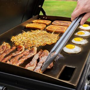 Char-Griller 8428 Flat Iron 3 Burner Outdoor Griddle Gas Grill with Lid, Black