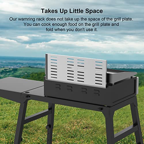 Universal Grill Foldable Warming Rack/Shelf for Blackstone 17'' 22'' 28'' 36'', Pit Boss,Camp Chef and Most Flat Top/Table Top Griddle Grill,Stainless Steel BBQ Shelf Replacement Parts,1 Pack