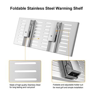 Universal Grill Foldable Warming Rack/Shelf for Blackstone 17'' 22'' 28'' 36'', Pit Boss,Camp Chef and Most Flat Top/Table Top Griddle Grill,Stainless Steel BBQ Shelf Replacement Parts,1 Pack