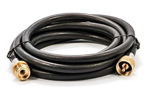 Camco Propane Brass 4 Port Tee- Comes with 5ft and 12ft Hoses, Allows for Connection Between Auxiliary Propane Cylinder and Propane Appliances (59123) , Black