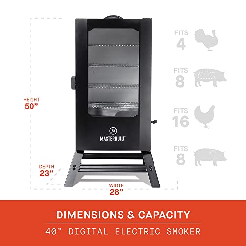 Masterbuilt 40 inch Digital Electric Smoker with Window and Legs + Cover Bundle