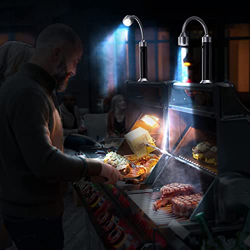 ZYXGY Barbecue Grill Light Magnetic Base Super-Bright LED BBQ Lights - 360° Flexible Gooseneck, Weather Resistant & Waterproofness with USB Charger and 6 AAA Batteries 2 Packs