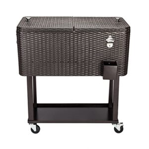 CAIDE-STORE Free Cover 80 Quart Outdoor Portable Cooler Cart with Wheels,Patio Ice Chest Cooler Cart on Wheel