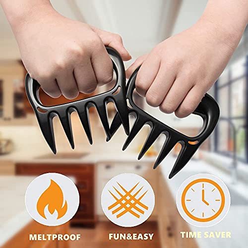 T·X·M Meat Claws for Shredding,Barbecue Claws for Pulled Pork,Grill Smoker Meat Paw Claws, BBQ Claws Shredding Carving & Handling Foods,Barbecue Grilling Accessories(2Pcs)(Black)