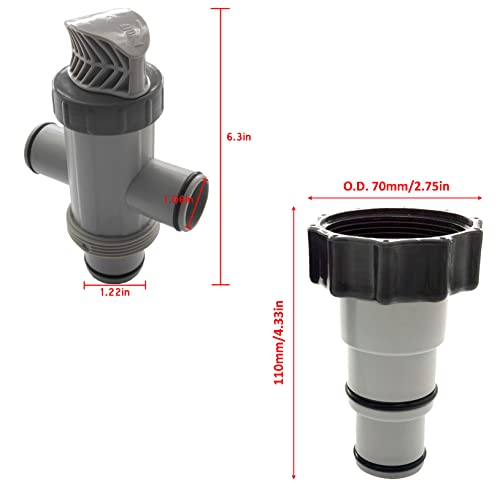 Motipudy 11872 1.25" Pool Hose Adapter A & 1.5’’ Split Plunger Valve Replacement for Pump Threaded Connection 26323CA 26175EH 26341W (2 Pairs)