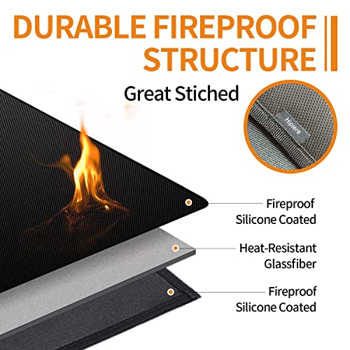 Hipiere Under Grill Mat - 48 x 30 inch Grill Mat & Fire Pit Mat | Grill Mats for Outdoor Grill Deck Protector | Durable Grill Mat for Deck & Fireplace Mat Fireproof | Oil-Proof & Easy to Clean