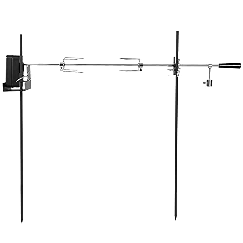 onlyfire Barbecue Rotating Cordless Dual Post Open Fire Spit Rotisserie Grill System with 38 Inch Spit Rod