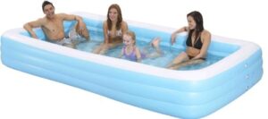 family kiddie pool – giant inflatable rectangular pool – 12 feet long (144″x76″x22″)