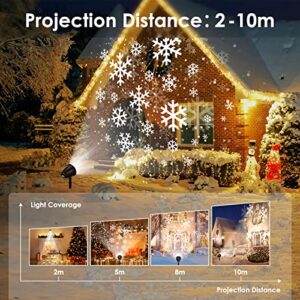 Anoak 2PCS Christmas Projector Lights Outdoor, Waterproof LED Christmas Decorations, Movable Snowflakes LED Light Projector for Christmas themed parties, family birthday parties and garden decoration.