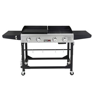 royal gourmet gd401 portable propane gas grill and griddle combo with side table | 4-burner, folding legs,versatile, outdoor | black