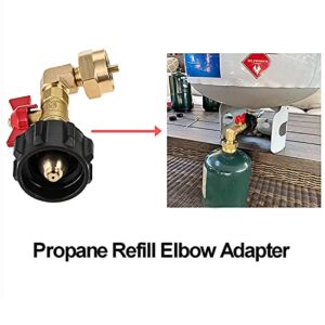 Propane Refill Elbow Adapter for 1 LB Tanks, QCC1 90 Degrees Refill Pressure Adapter with ON/Off Control Valve Gas Cylinder Tank Propanes Bottle Connector for Camping Grill Bottle Tank 2.5-20LBS