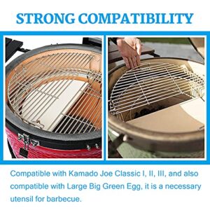 VANKEY 18’’ Half Moon Stainless Steel Cooking Grate for Kamado Joe KJ-HCG ，Large Big Green Egg Grill Grids Grates Parts，Kamado Joe Classic Reversible Griddle Accessories