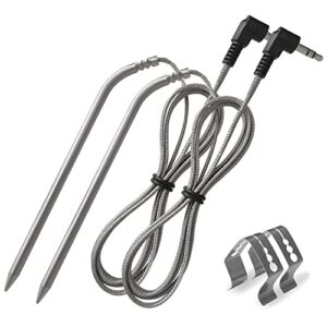 2 pack high temperature meat probe, compatible with camp chef wood pellet grills, comes with 2pc bbq clip, replace stainless steel accessories