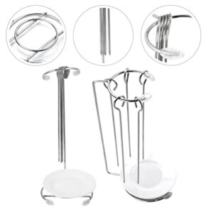 Hemoton 2 Sets BBQ Skewer Set Brazilian Barbecue Skewer Stand Stainless Steel Barbecue Skewers Holder Stand Rack for Chicken Sausage Meat