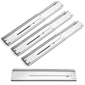 Unicook Grill Heat Plate 4 Pack, Heavy Duty Stainless Steel Heat Shield Replacement Parts, Adjustable BBQ Flame Tamer, Burner Cover, Flavorizer Bar for Gas Grill, Extend from 11.75" up to 21" Length