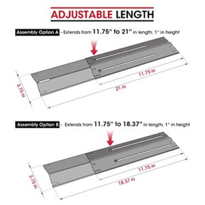 Unicook Grill Heat Plate 4 Pack, Heavy Duty Stainless Steel Heat Shield Replacement Parts, Adjustable BBQ Flame Tamer, Burner Cover, Flavorizer Bar for Gas Grill, Extend from 11.75" up to 21" Length