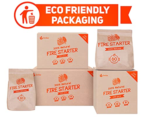 Zorestar Fire Starters XXL 120+ pc - Eco firelighters for Indoor and Outdoor Use and Fire Starter 60+ pc XXL Size - Сharcoal fire Starters