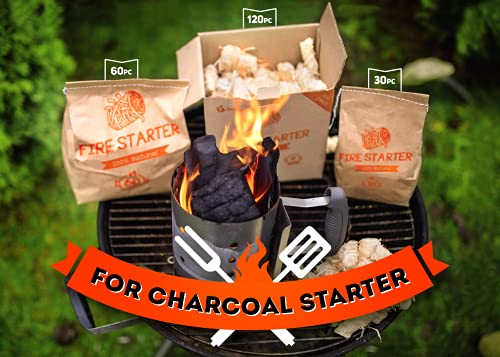 Zorestar Fire Starters XXL 120+ pc - Eco firelighters for Indoor and Outdoor Use and Fire Starter 60+ pc XXL Size - Сharcoal fire Starters