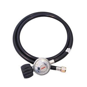 kibow low pressure propane regulator with 5ft hose-type 1(qcc 1) connection-fits for most lp gas grills, stoves, fire pit tables-parallel style