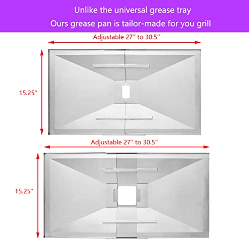 Charbrofire 70-01-186 DGF510SBP Drip Pan Grease Tray with Catch Pan Assembly Grill Replacement Parts for Dyna Glo, Backyard, BHG, Uniflame and More Brand Grill DGH474CRP Adjustable Drip Tray