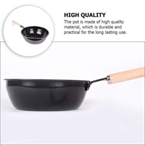 Hemoton Charcoal Burner Hookah Coal Burner Charcoal Starter Charcoal Burning Pot Hookah Bowl Barbecue Charcoal Burning Tool with Wodden Handle for Shisha Camping BBQ Black