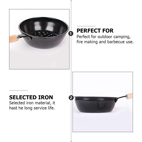 Hemoton Charcoal Burner Hookah Coal Burner Charcoal Starter Charcoal Burning Pot Hookah Bowl Barbecue Charcoal Burning Tool with Wodden Handle for Shisha Camping BBQ Black