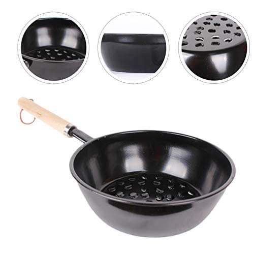 Hemoton Charcoal Burner Hookah Coal Burner Charcoal Starter Charcoal Burning Pot Hookah Bowl Barbecue Charcoal Burning Tool with Wodden Handle for Shisha Camping BBQ Black