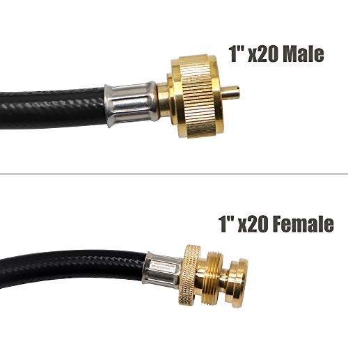 LONGADS Packs of 2 (12 FT) Propane Torch Extension Hose for Propane Tree Distribution Tree Post, T and Y Connector. 1inch × 20 Female Throwaway Cylinder Thread, 1inch × 20 Male Connector