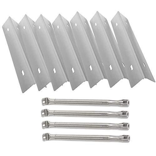 MixRBBQ Stainless Steel 7-Pack Heat Plates and 4-Pack Burner BBQ Replacement Part Kit for Prestige 500 and Napoleon Grill Rogue Series