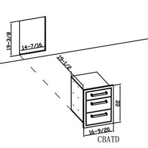 WHISTLER Stainless Steel Built in Access Triple Drawers for Outdoor Kitchen BBQ Island Storage,L 16.5" x W 21.9" x H 22"