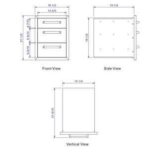 WHISTLER Stainless Steel Built in Access Triple Drawers for Outdoor Kitchen BBQ Island Storage,L 16.5" x W 21.9" x H 22"